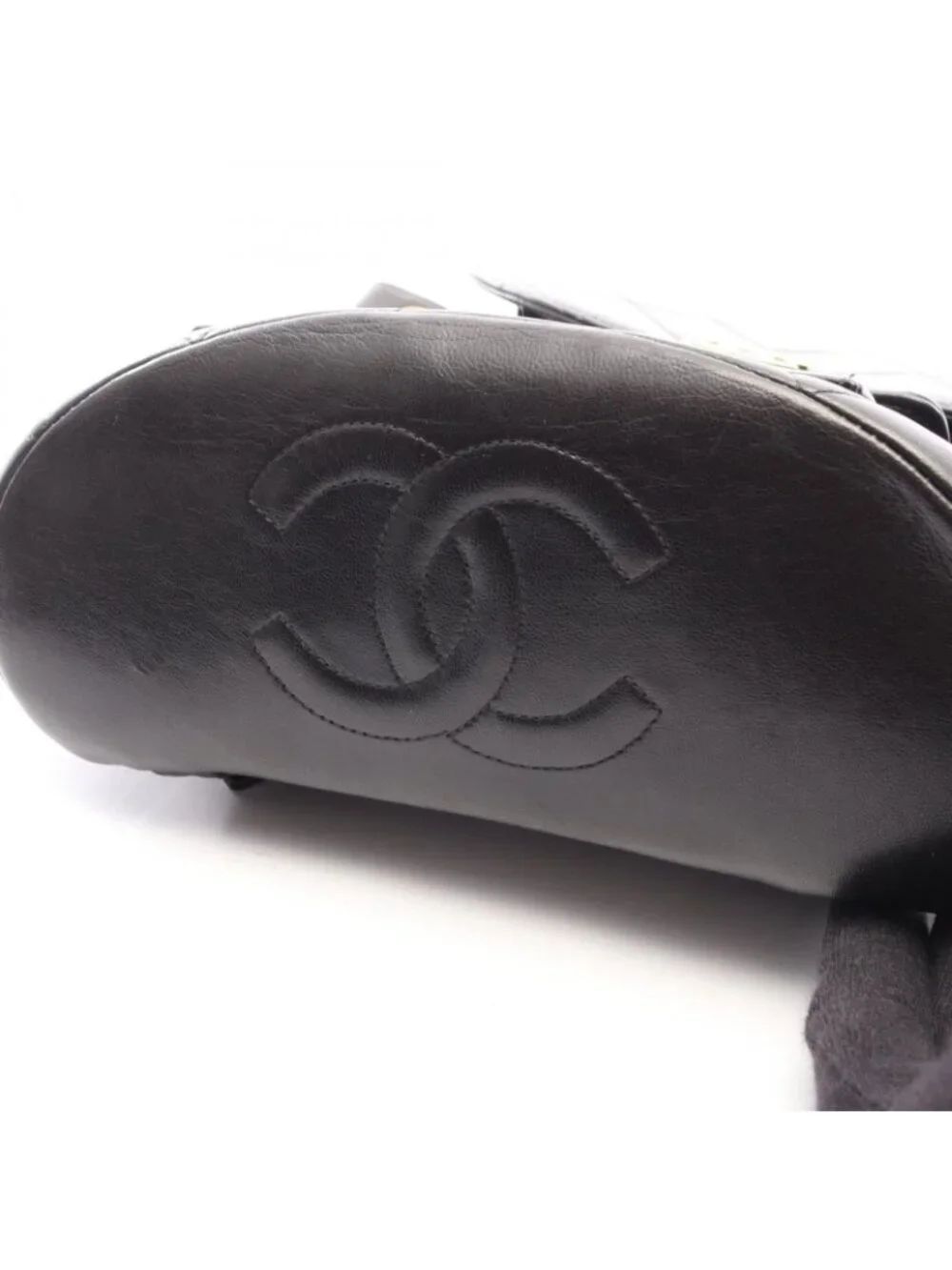 Chanel Backpack Quilted Turnlock Chain Black Lambskin Double